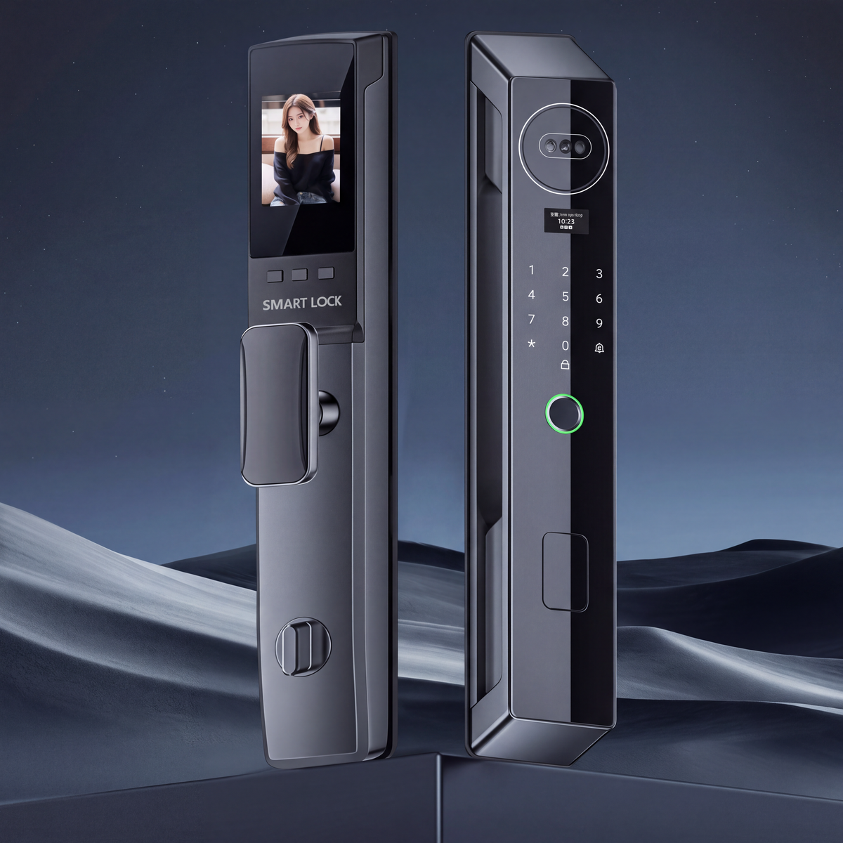 Cerradura inteligente para puerta AeroLock™ Pro con reconocimiento facial 3D, video, pantalla y datos biométricos