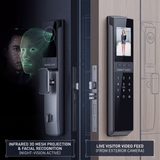 Cerradura inteligente para puerta AeroLock™ Pro con reconocimiento facial 3D, video, pantalla y datos biométricos