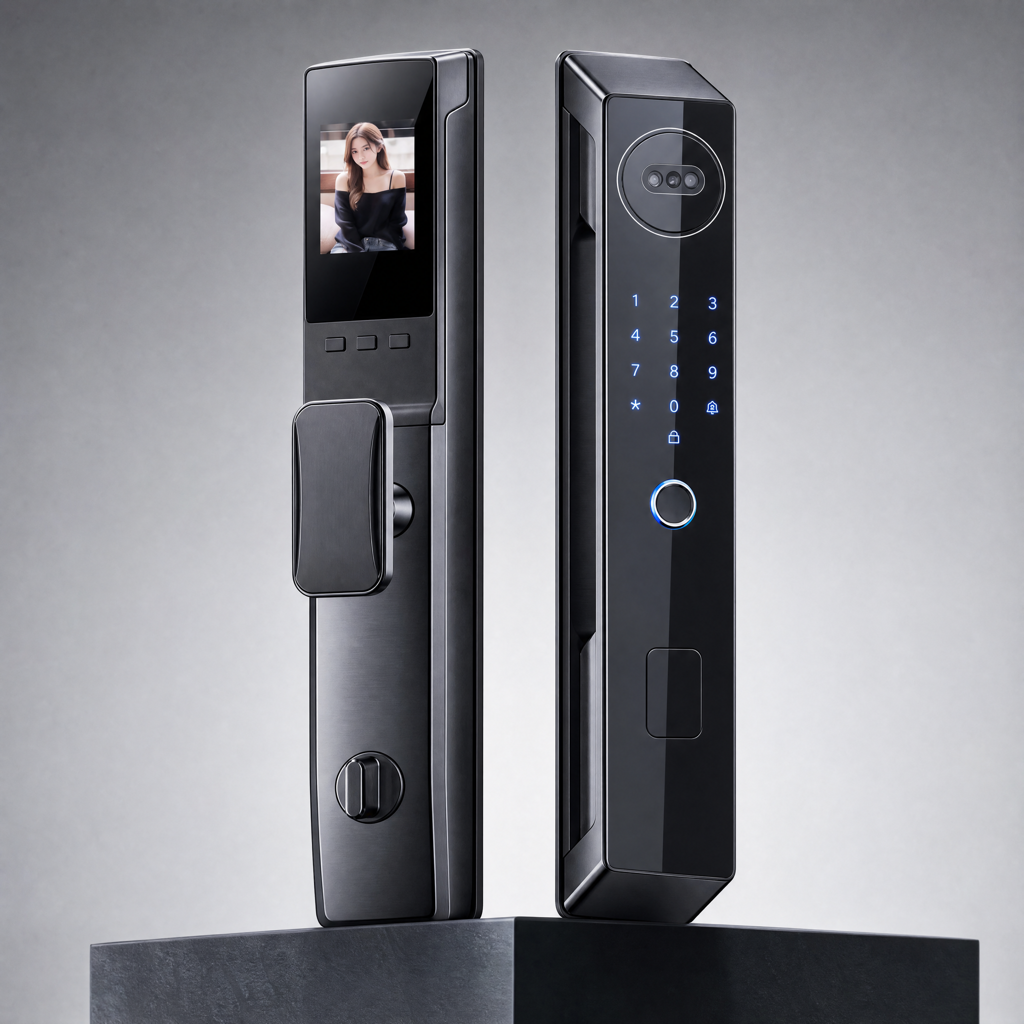 Cerradura inteligente para puerta AeroLock™ Pro con reconocimiento facial 3D, video, pantalla y datos biométricos